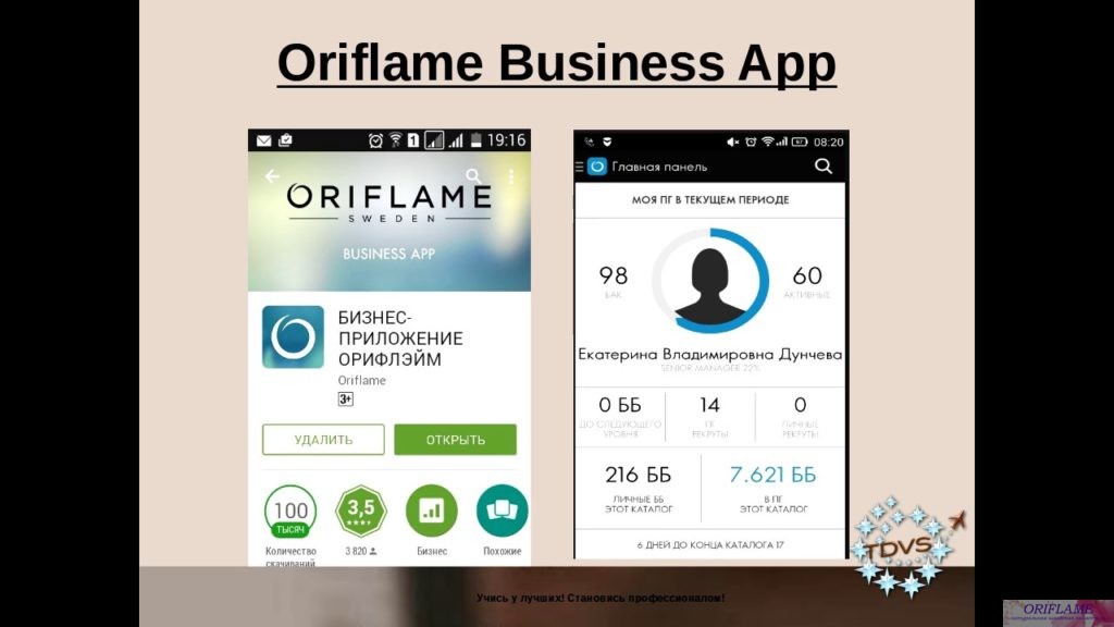 Бизнес приложение Oriflame Business